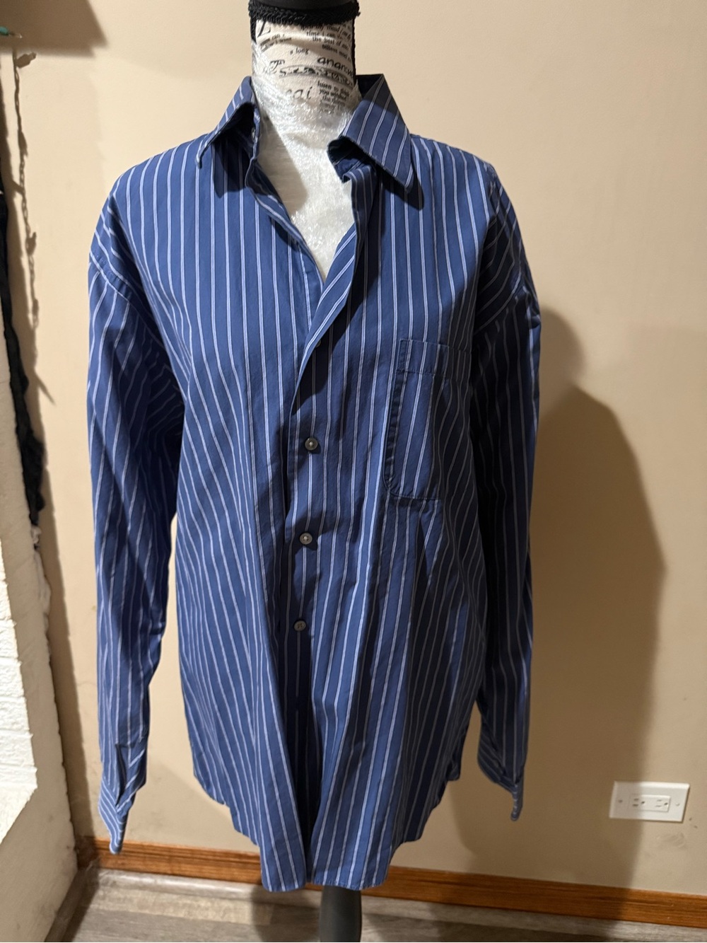 Calvin Klein Blue Vertical Stripe Button-Down Shirt